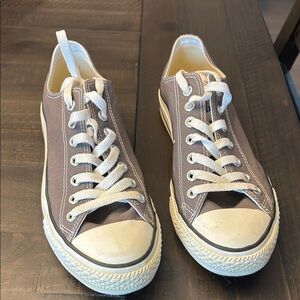 Gray and White Low-Top Sneakers with Rubber Toe Cap